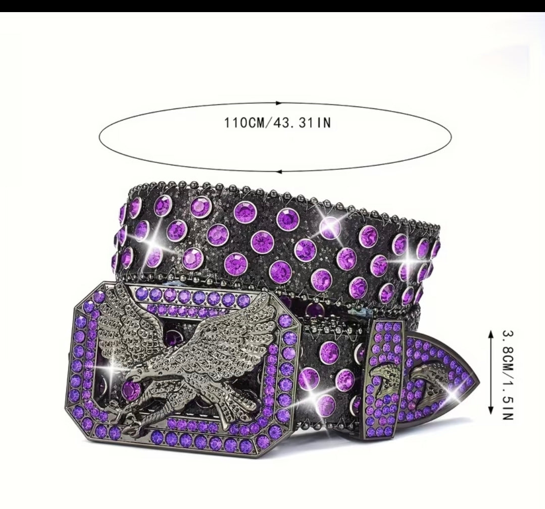 Luxury Rhinestone Eagle Buckle Belt