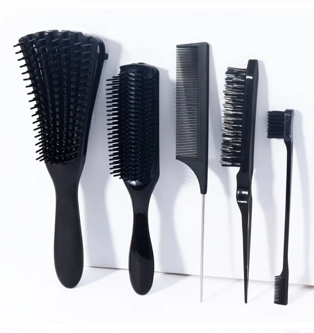 5pcs Hair Styling Tool Set - Includes a Octopus Curling Comb, a Nine-Row Nylon Hairbrush, a Rat Tail Comb, a Tearing Brush, And an Edge Brush, Suitable for Both Men And Women