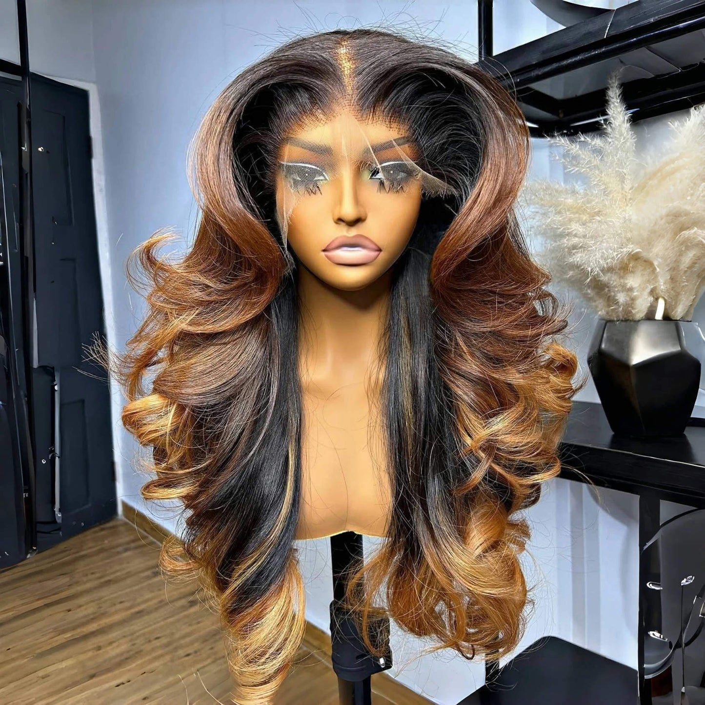 Luxury Body Wave Highlight Lace Front Wig | HD Frontal Human Hair Wig 28inch