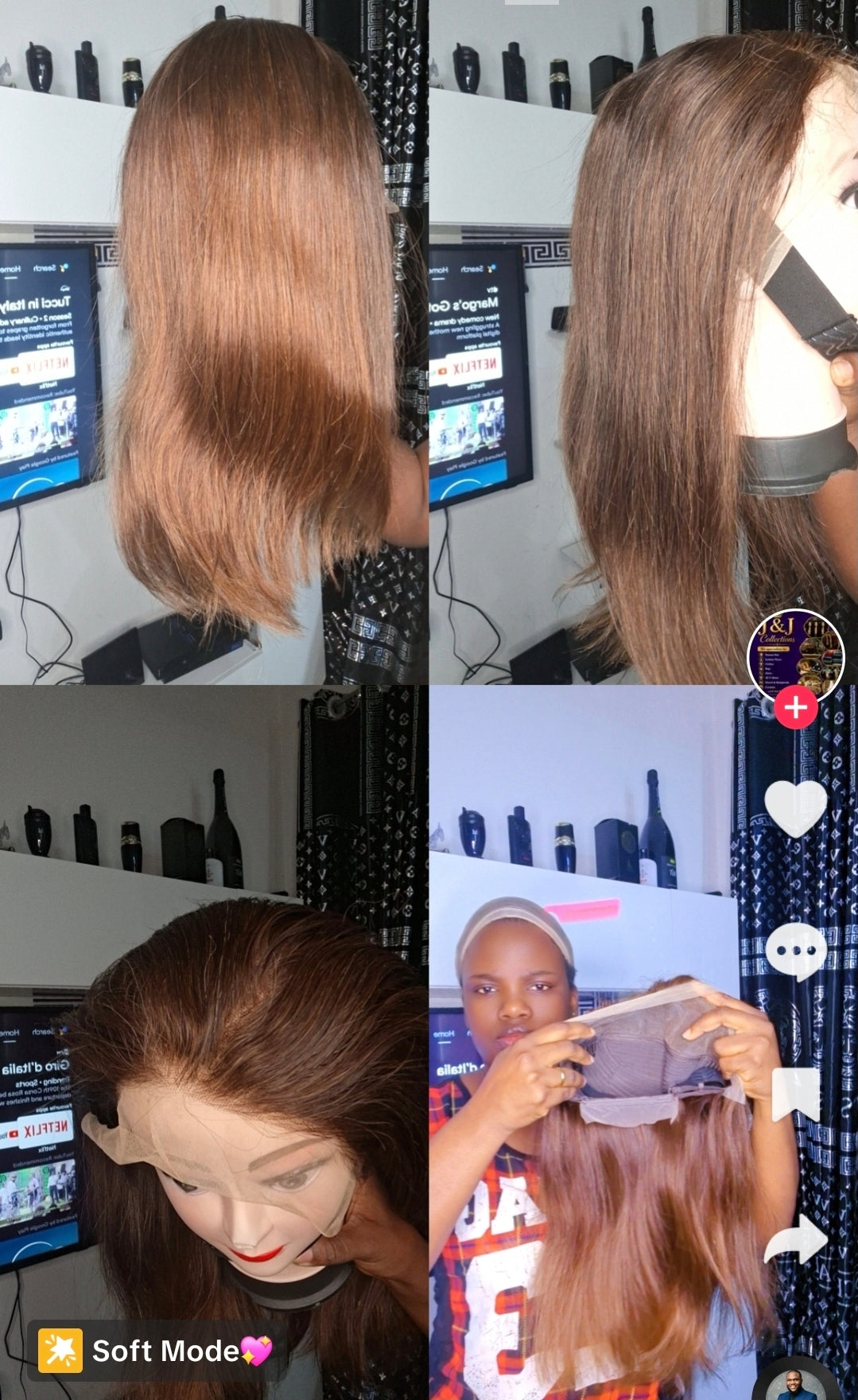 18” Chocolate Brown Bone Straight Human Hair Lace Front Wig
