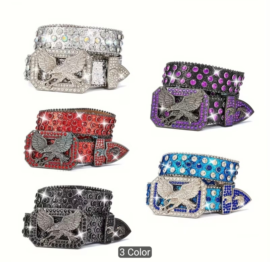 Luxury Rhinestone Eagle Buckle Belt