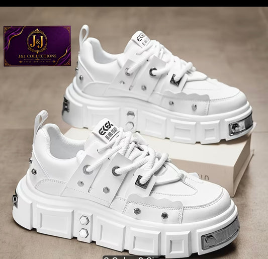 Men’s White & purple Chunky Platform Sneakers – Luxury Streetwear Shoes