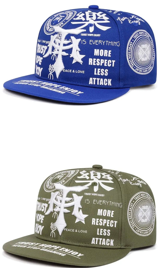 2D Flat - 2026 New High Quality Character Dagger Graffiti Hard Top Flat Edge Hat Unisex Adjustable Snap Back Vintage Hat