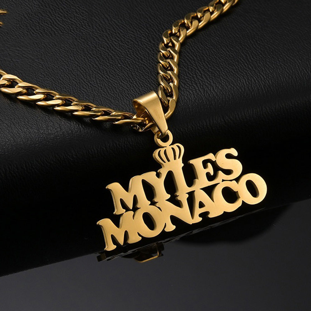 Personalized Custom Names Pendant Necklace Stainless Steel Gold Color Cuban Thick Chain for Men Women Jewelry GiftMaterial:Stainless steel , metal