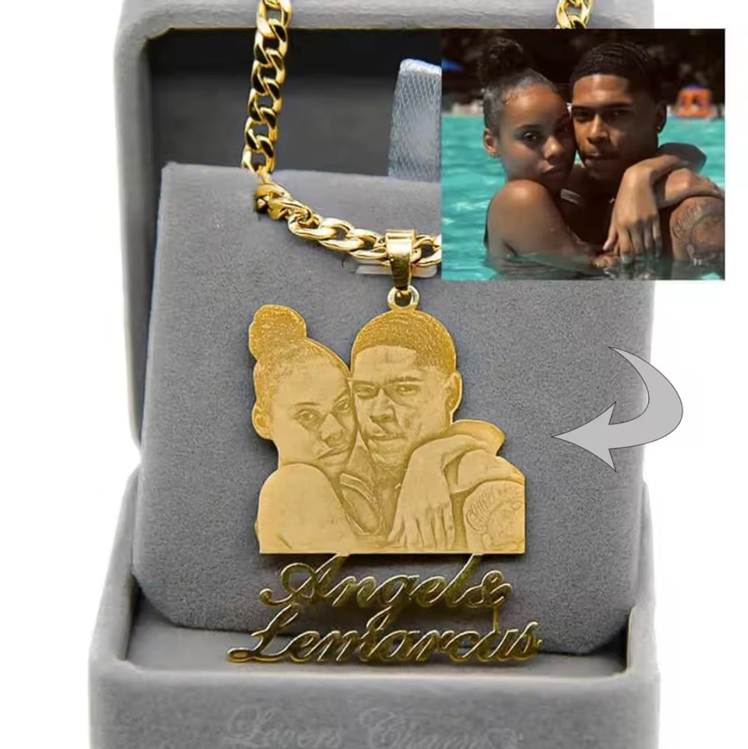 Custom Photo Engraved Necklace Personalized Mother's Day Gift Custom Portrait Pendant Memorial Family Jewelry Gifts for Woman