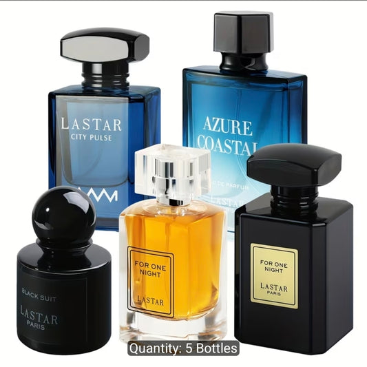 5 Bottles, Men's Perfume Set, Classic Musk, Patchouli, Vanilla, Coffee, Long-lasting Fragrance, Men's Eau De Toilette, Men's Cologne, Suitable for Multiple Occasions, Individually Packaged, Holiday Gift, Father's Day, Total 240ml