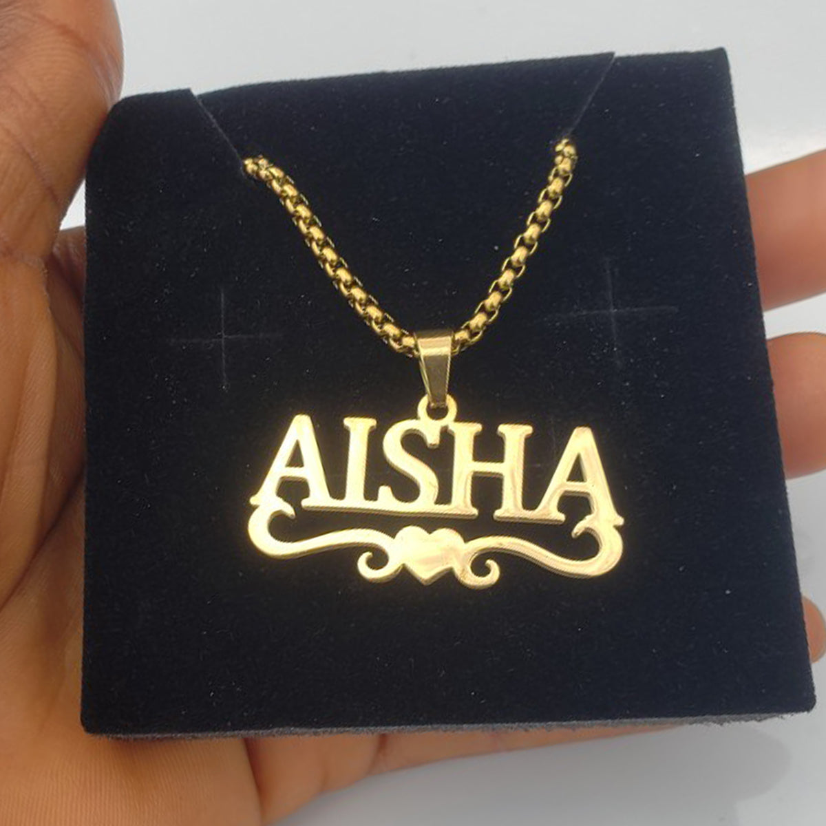 Personalized Custom Names Pendant Necklace Stainless Steel Gold Color Cuban Thick Chain for Men Women Jewelry GiftMaterial:Stainless steel , metal